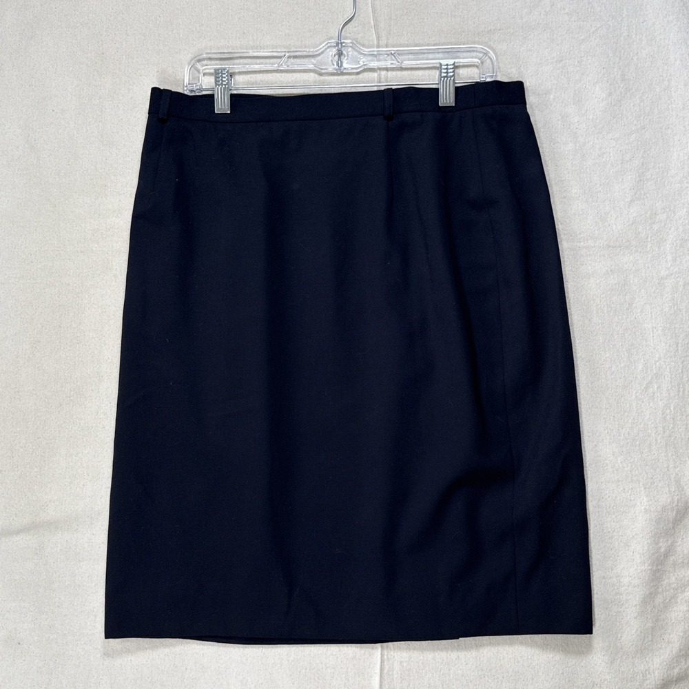 Escada Pure New Wool Black Pencil Skirt Sz 44